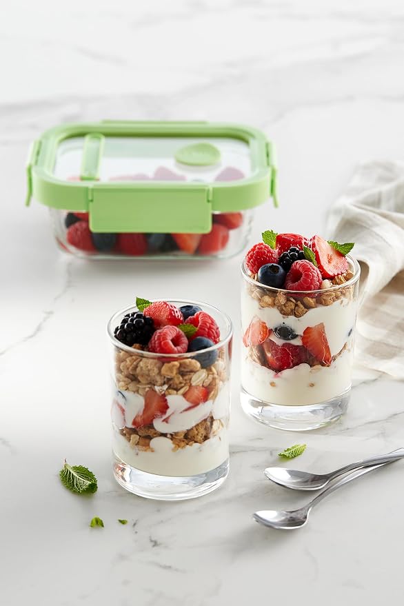 Lékué Rectangular Glass Food Container with Airtight Lid & Steam Valve - 13oz - Borosilicate Glass & 100% Platinum Silicone Lidded Dish for Storage and Cooking - Microwave, Freezer & Dishwasher Safe - Image 3