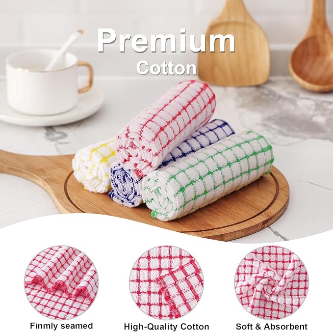 Kitinjoy Cotton 6 Pack Terry Kitchen Towels, Red | 16 x 25 Inches Super Soft and Absorbent Dish Towels, Quick Drying hand towels for kitchen Drying - Image 2