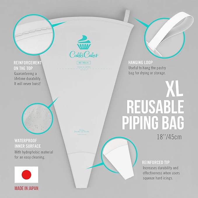 Professional Icing Tips Set (31pcs): Reusable Pastry Bag + 26 Extra Large Piping Tips + 3 couplers, for Decorating Cupcakes, Cakes & Churros - Piping Nozzles Kit Made in Korea & Japan - Image 4