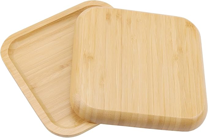 JOIKIT 3 Pack 10 Inch Bamboo Platter, Fine Polished Sqaure Wood Plates Bamboo Serving Tray for Holding Fruit, Bread, Cheese, Nut, Coffee, Tea, Plant Saucer - Image 5