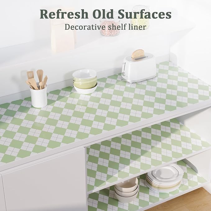 Shelf Liner for Kitchen Cabinets and Drawers, 18" x 120" Green | Non-Adhesive Design, Waterproof & Non-Slip Protection, Easy Cut to Fit, Washable and Reusable, Pantry Storage - Image 6