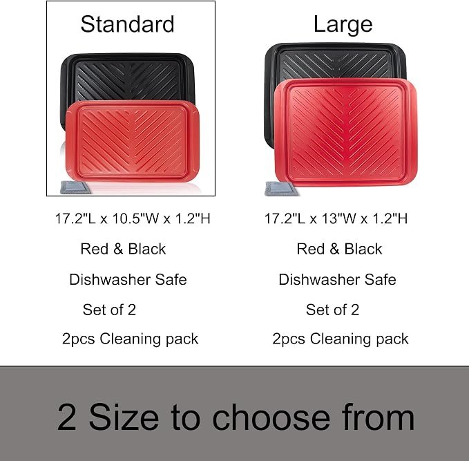 Czlizdyt Grilling Prep and Serving Tray, Dishwasher-Safe, 2-pcs Set | 17.2 x 10.5-in, shatter-resistant melamine BBQ tray for raw and cooked food, black & red, cleaning pack included - Image 8