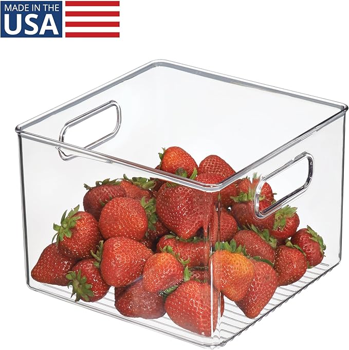 iDesign Pantry Storage Bin with Handles | Clear, For Kitchen Cabinets or Fridge, Made in USA - Image 2