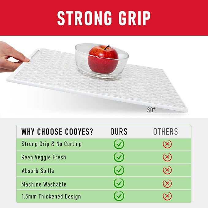 Cooyes Refrigerator Liners 17.7" x 24", Absorbent Strong Grip Fridge Mats Machine Washable, Non-Adhesive Refrigerator Shelf Liner for Fridge Bins & Kitchen Cabinets, - Image 7