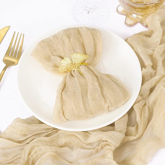 DeZerlor Champagne Washable Cheesecloth Napkins Set of 50 for Party | Reusable Summer Cloth Napkins Bulk, for Wedding Bridal Baby Shower Dinner Cocktail Birthday Home, 21x21 Inches - Image 3