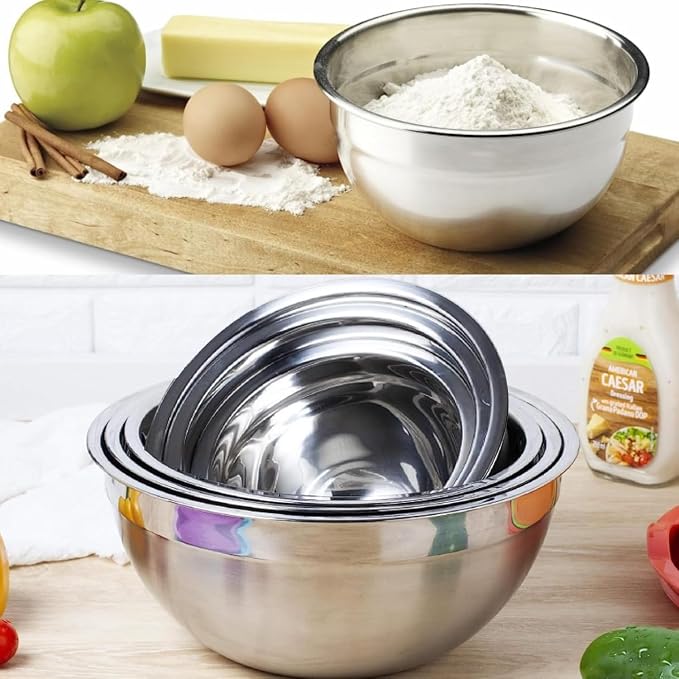 WEPSEN Mixing Bowls with Lid Set, 25PCS Kitchen Utensils Metal Bowl Stainless Steel Nesting Bowls, Measuring Cups and Spoons, Egg Whisk for Baking Prepping Cooking Serving Supplies - Image 8