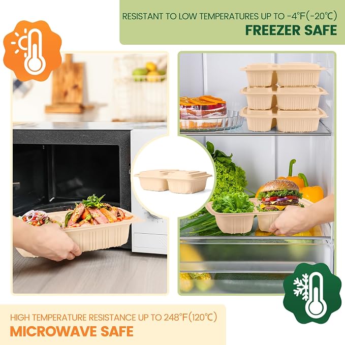 Glotoch Express 32 oz-200 Pack Meal Prep Containers with Lids,Resuable Cornstarch Material Salad Containers, Plant-based Lunch Boxes, Plastic Take Out Bowls for Restaurant - Image 4