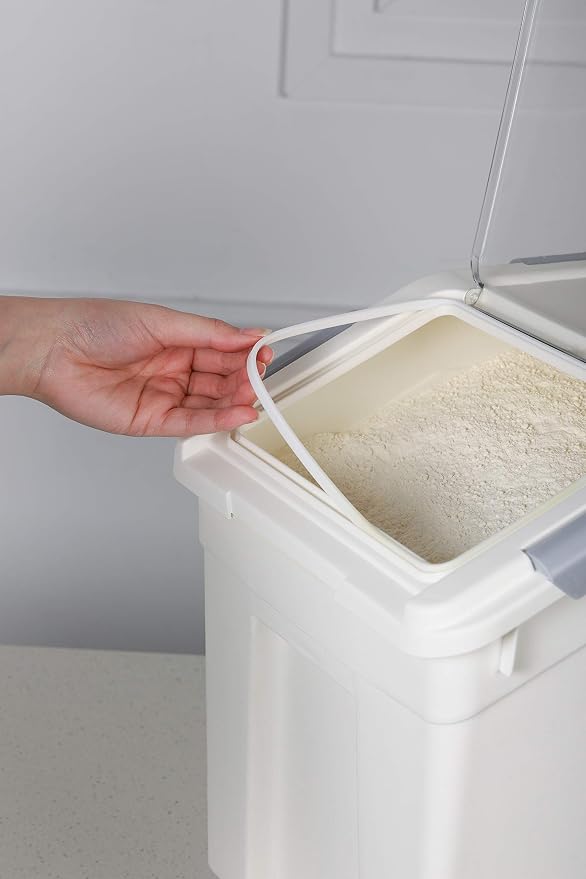 EonTone Flour Storage Container 25 Liters (30 Lb‎) Pack-6 with Lockable Lid Wheels BPA-Free Ingredient Storage Bins - Image 4