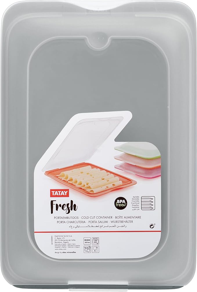 TATAY Cold Meat Containers for Fridge | Set of 3 Standard | Fridge Storage | Removable Lid, Stackable | Microwave, Freezer and Dishwasher Safe | BPA-Free, 17 x 3.2 x 25.2 cm, Colour Grey - Image 4