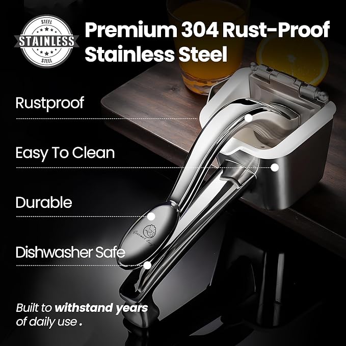 Gourmet Easy Stainless Steel Lemon Squeezer/Citrus Juicer 5-Year Warranty | Heavy-Duty Constructed Stainless Steel, Senior Friendly Easy Press / Clean, Suitable for Lemon, Lime, Orange - Image 2
