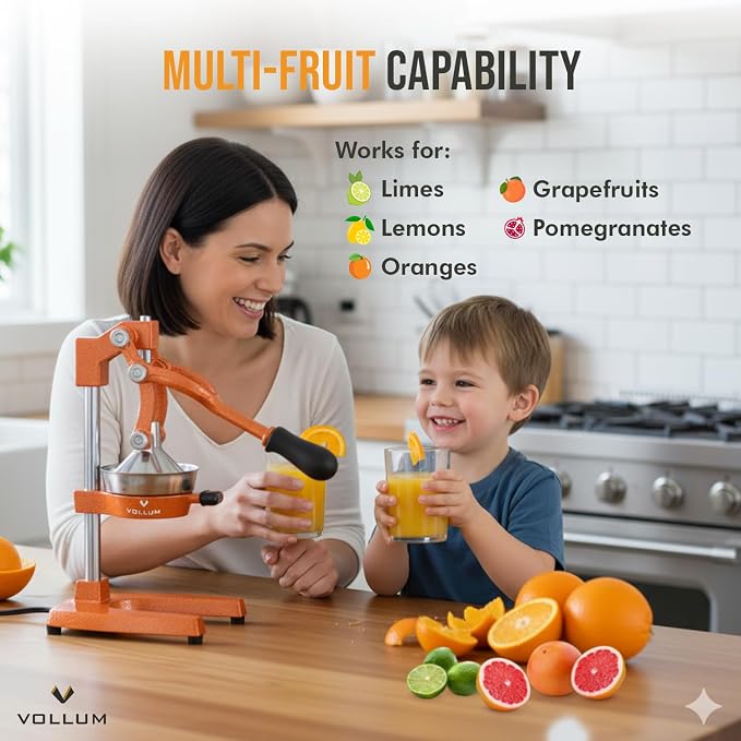 Manual Fruit Juicer - Commercial Grade Home Citrus Lever Squeezer for Oranges, Lemons, Limes, Grapefruits and More - Stain. | Heavy-duty stainless steel press handles lemons, limes, and grapefruits. Easy-squeeze lever arm suits home or commercial use. - Image 8
