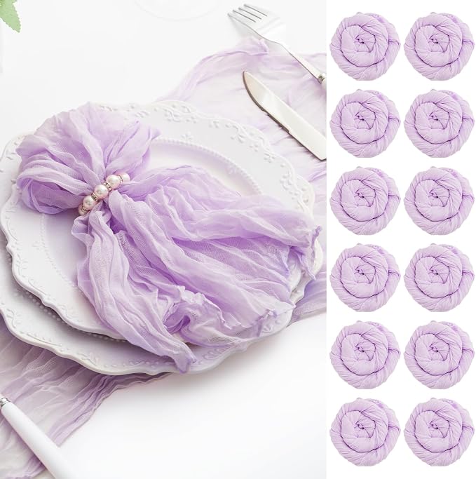 60 Pack Lilac Cloth Napkins 21x21 Inches Lilac Cheesecloth Napkins Set of 60 Washable Dinner Table Napkins for Wedding Bridal Baby Shower Rustic Boho Cotton Gauze Family Gathering Table Decor by FoliafeelHome