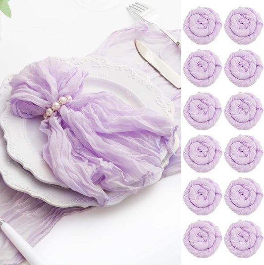60 Pack Lilac Cloth Napkins 21x21 Inches Lilac Cheesecloth Napkins Set of 60 Washable Dinner Table Napkins for Wedding Bridal Baby Shower Rustic Boho Cotton Gauze Family Gathering Table Decor by FoliafeelHome