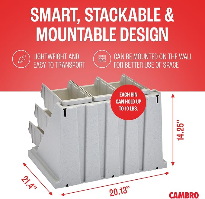 Cambro Versa - Self Serve Condiment and Utensil Bin - 9 Storage Bins - Ideal for Food and Coffee Condiments (Gray) - Image 6
