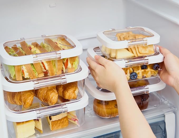Felli Duo Loc Meal Prep Container for Refrigerator, Leak Proof Stackable Kitchen Tupperware for Leftovers Food Storage Travel Lunch Container, Christmas Gift for Her (Fridge Organizer 12pk) - Image 5
