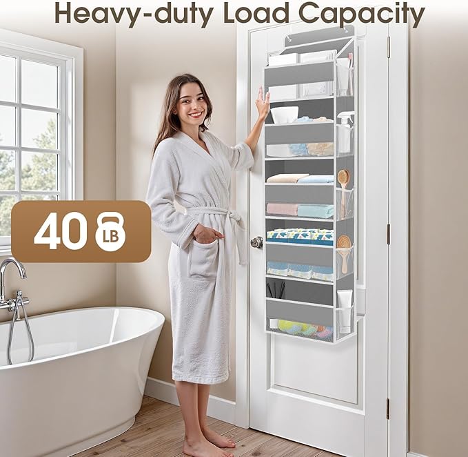 2 Pcs Over The Door Organizer Large Capacity Hanging Storage Room Organizer | 40 lb Capacity, Ultra-Sturdy, Foldable, Mesh Design with Clear Window, Space-Saving Organizer for Pantry, Nursery & Closet - Image 5