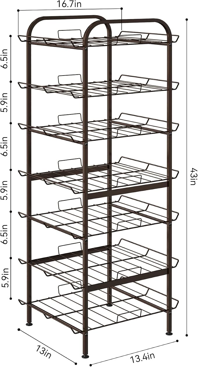 smusei Water Bottle Organizer 7 Tier Free Standing Vertical Metal Water Bottle Rack Shelf Adjustable Water Bottle Beverage Drink Stand Holder for Kitchen Pantry Food Storage, Bronze - Image 2