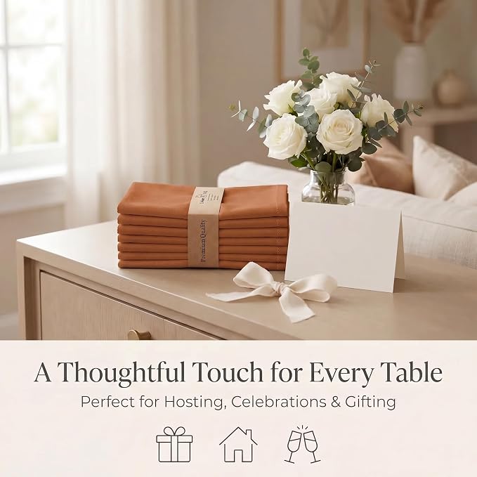 Urban Villa Cloth Napkins Cotton 20x20 (Set of 12) Rust - Image 9