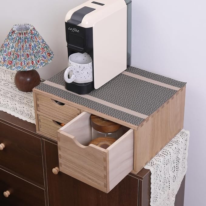 DDYURI Capsules Coffee Storage Drawer for Pod K-cup Holder - Counter Organizer for Kitchen Utensil Storage - Wood Desktop Coffee Brewer Accessories Stand CF2D3C-LT - Image 5