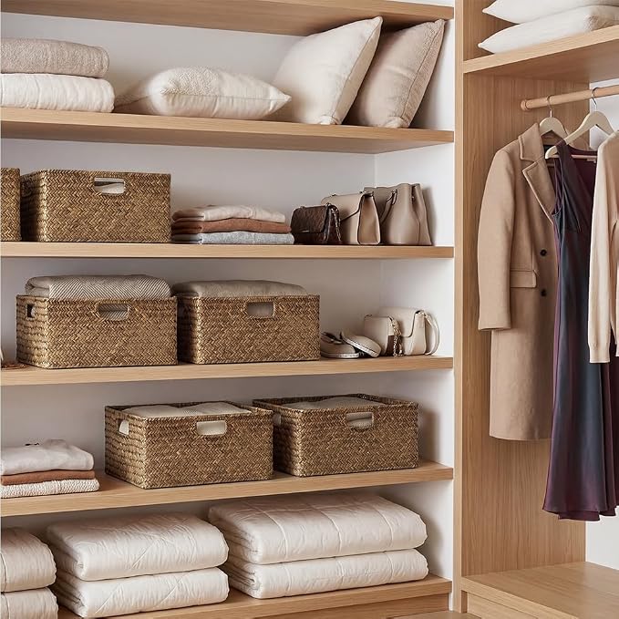 StorageWorks Extra Large Wicker Baskets for Organizing, Seagrass Baskets | Pantry Shelves, Kitchen Closet, Laundry, Bathroom, Table, Decorative, Book, Towel, Blanket, Food, Magazine, Medium, Handle - Image 7