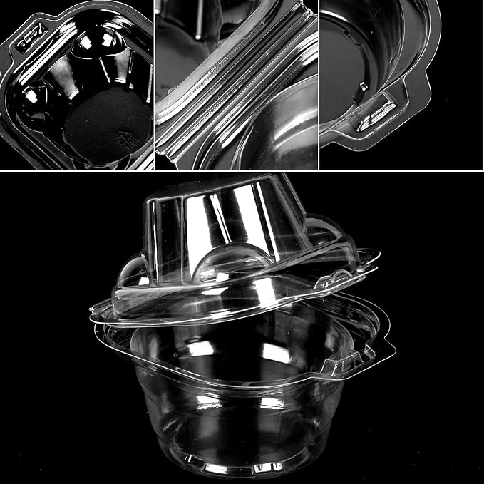 JarThenaAMCS 80 Pack Plastic Individual Cupcake Containers Clear Cupcake Boxes Holder Disposable Stackable Deep Dome Mini Cake Carriers for Cake Muffin Packaging - Image 3