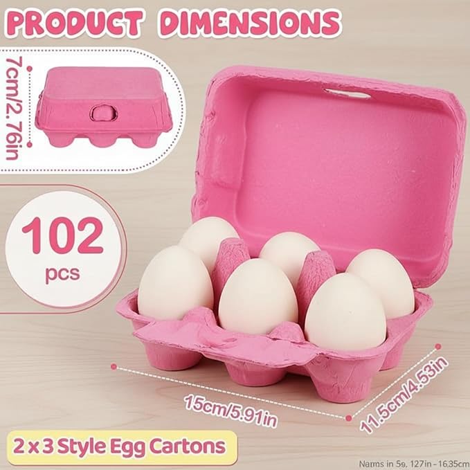 Rtteri 102 Pieces Colored Paper Pulp Egg Cartons Bulk 2 x 3 Colorful Style Vintage Blank Egg Cartons Bulk for Fresh Duck Quail Storage Kitchen Family Farmhouse - Image 3