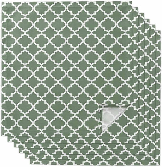 Cloth Napkins Set of 6-20x20 Inches, Sage Green Morocco Washable Reusable Table Napkins, Minimalist Boho Ethnic Abstract Motif Soft & Absortbent Dining Napkin for Party Wedding Hotel Restaurant by Unknown