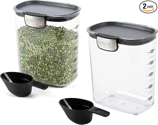 Progressive International ProKeeper+ Clear Plastic Airtight Food Baker's Kitchen Storage Organization Container Canister Set with Magnetic Accessories, 2- Piece Set (Grain 2.5-Quart) by ProgressiveInternational