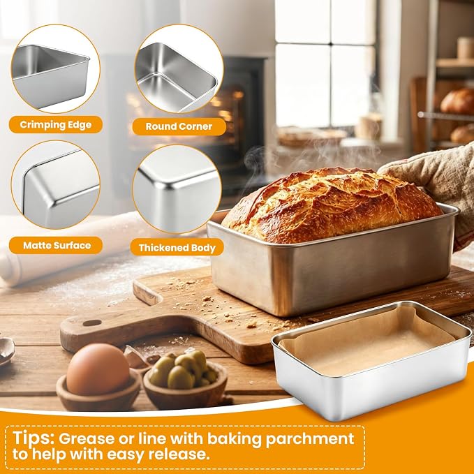 8 Pack Loaf Pans for Baking Bread,9×5In Stainless Steel Loaf Pans | Bread Loaf Tins for Homemade Bread Brownies, Meatloaf, Lasagna Cake, Sturdy, Oven, Dishwasher Safe, Silver - Image 6