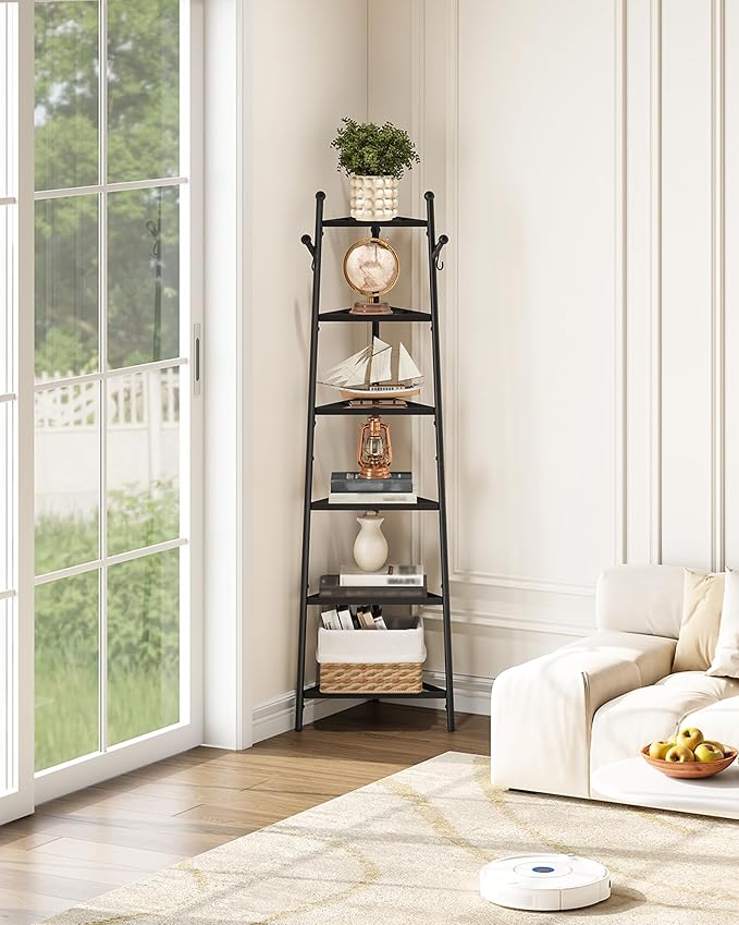 6-Tier Cookware Stand, Triangle Shelf Storage Tower for Kitchen, Pans Pots Storage Rack, Metal Wire Shelf Organizer, Corner Shelf, for Kitchen, Living Room, Black TPR14BB - Image 2