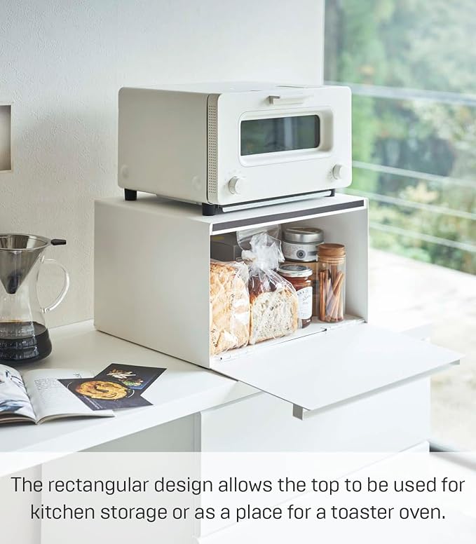 YAMAZAKI Home Tower Bread Box Keeper Holder Container, Metal Bread Holder Saver, Slim Space Saving Counter Storage - Horizontal - Steel | Sleek metal bread holder and saver container. Slim, space-saving design fits countertops. Adds practical everyday ... - Image 5