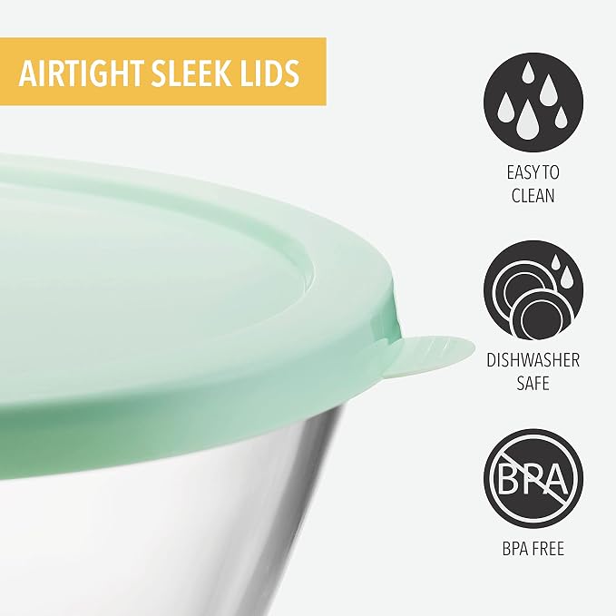 Concept Mixing Bowls with Lids, Glass Nesting Bowls, Space Saving Food Storage Containers, 6 Piece Set - Image 6