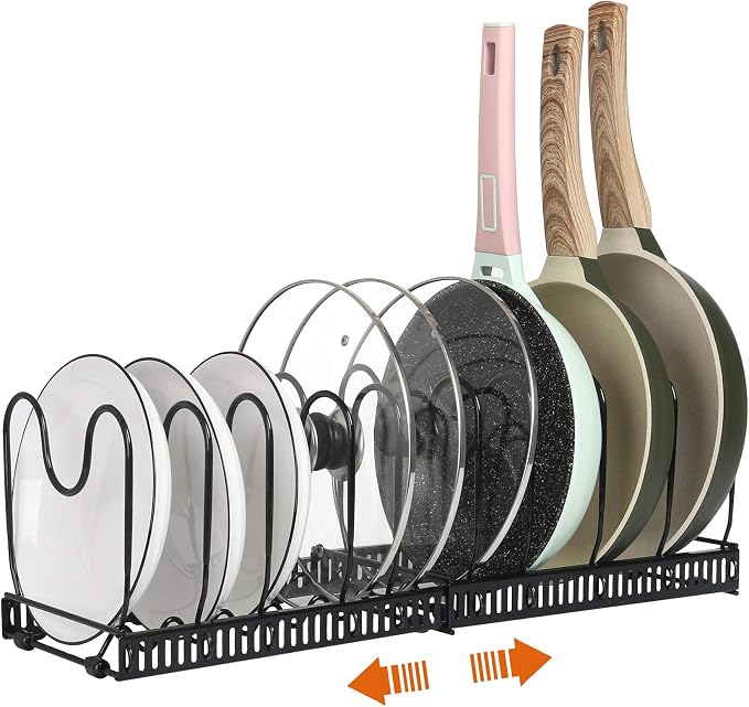 ROOHUA Pot Rack -Expandable Pan Organizer for Cabinet,Pan Organizers Inside Cabinet for Kitchen Cabinet Cookware Baking Frying Rack - Image 2