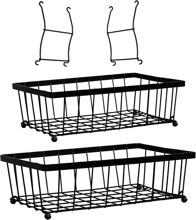 Sunnydaze 2-Tier Metal Wire Fruit Basket for Kitchen Counter - Black | Collapsible for Easy Storage - Iron with Food-Safe, Powder-Coated Finish - 10 lb Weight Capacity - Image 7