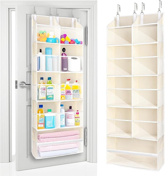 ULG Over the Door Organizer, 5-Tier Extra Large Hanging Storage with 10 Mesh Pockets, 100 lbs Capacity, Heavy Duty Door Organizer for Closet, Bedroom, Nursery Storage, Beige by ULG