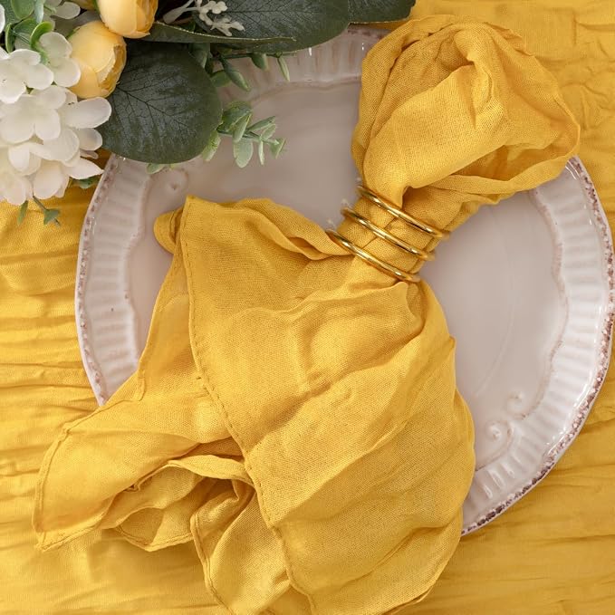 Cheesecloth Napkins Gold Cloth Napkins Table Napkin Bulk,Set of 50 | 21''x21'',Washable Boho Table Gauze Fabric Napkins,for Wedding Baby Bridal Shower Dinner Party Decor by Jimtx