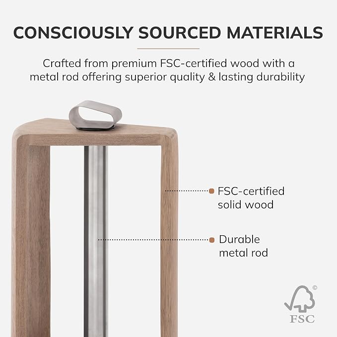 Anji Mountain Wooden Paper Towel Holder with Metal Holder, Holder Stand for Kitchen Roll Organizer & Kitchen Dining Table Home Décor, Countertop Fits Jumbo & Mega Rolls - Biscotti/Nickel, Top Load - Image 3