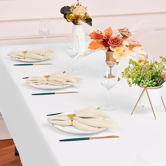 36 Pack Line Cloth Napkins, 12 x 12 Inch Cotton with Fringe Settings | Handmade washable reusable cotton dinner napkins in bulk for weddings, parties, rustic boho table settings - Image 8