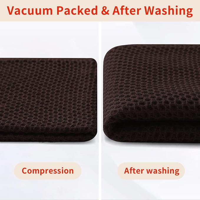 Homaxy 10 Pack 100% Cotton Kitchen Towels and Dishcloths Set, Dark Brown | 12 x 12 Inches and 13 x 28 Inches Kitchen Towels Set, Ultra Soft Absorbent Dish Cloths for Washing Dishes - Image 8