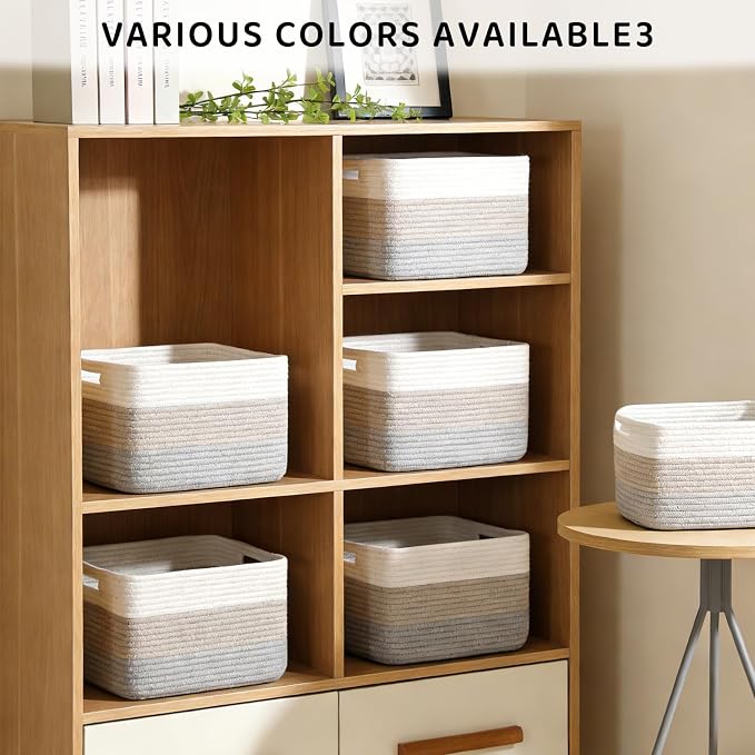 4 Pack Large Storage Baskets for Organizing, 16''Lx12''Wx8''H Woven Baskets for Storage Toys, Towels, Books, and Clothes, Cotton Rope Basket for Shelves with Handle - Image 4