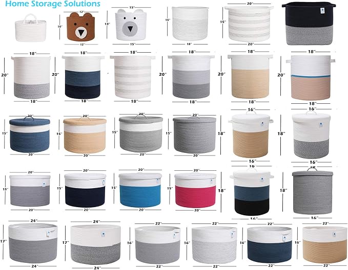 16x18 Inch Extra Large Round Cotton Rope Storage Basket with Lid, Decorative Woven Bin with Cover for Living Room Bedroom Closet, White - Image 7