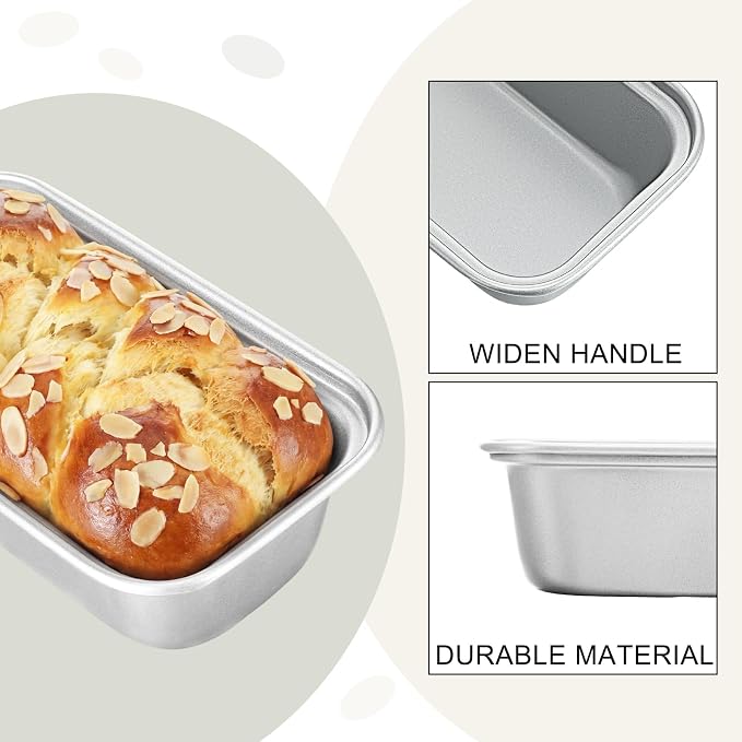 Uiifan 12 Pack Mini Loaf Pans, 6.1 x 3.3 x 2.1 in, Silver | Non Stick Small Bread Pans, Rectangle Banana Bread Tins, Tiny Carbon Steel Baking Pan, for Halloween Baking, Picnics, Party - Image 6