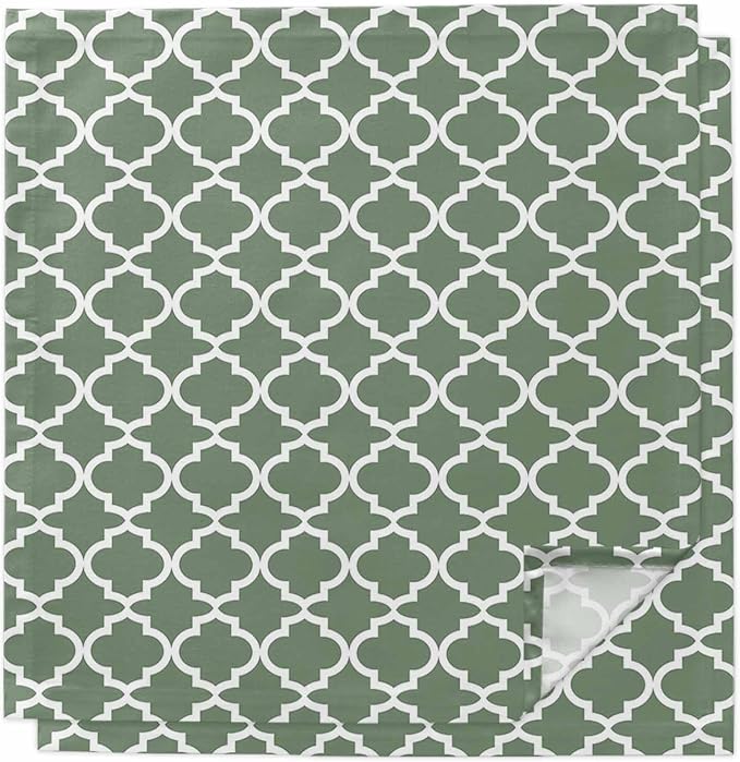 Cloth Napkins Set of 2-20x20 Inches, Sage Green Morocco Washable Reusable Table Napkins, Minimalist Boho Ethnic Abstract Motif Soft & Absortbent Dining Napkin for Party Wedding Hotel Restaurant by Unknown