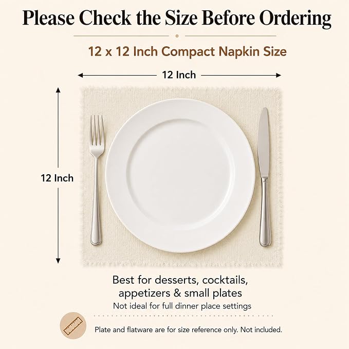 36 Pack Line Cloth Napkins, 12 x 12 Inch Cotton with Fringe Settings | Handmade washable reusable cotton dinner napkins in bulk for weddings, parties, rustic boho table settings - Image 2