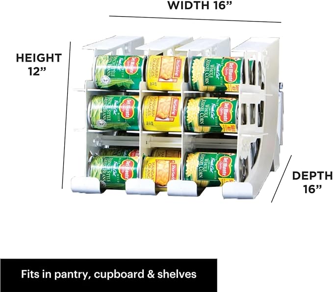 FIFO Can Tracker 4-Pack - 3-Tier Rotating Food Can Organizer for Pantry, Expandable Soda Can Storage for Kitchen, Holds 54 Cans of Food or Soda - Image 3