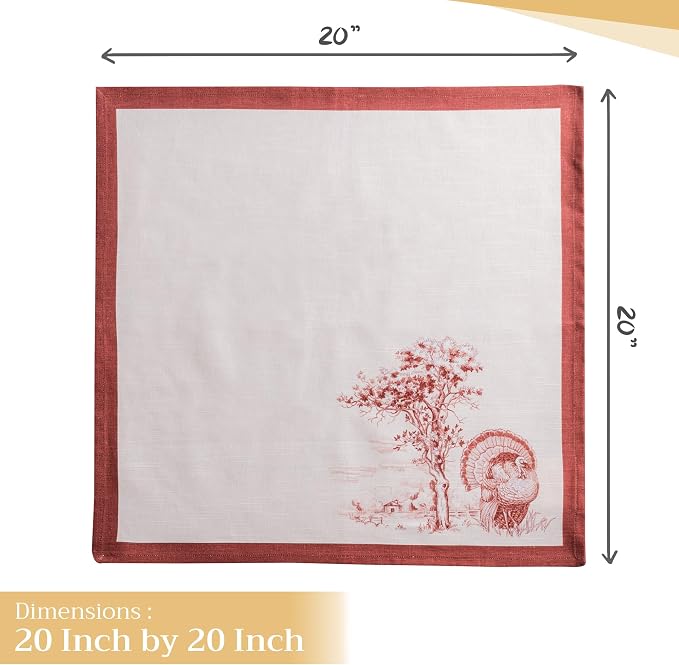 Maison d' Hermine Cloth Napkins Set of 4 Reusable 100% Cotton (20" x 20") | Everyday Square Napkins Cloth Washable Dinner Wedding Restaurant Hotel Kitchen Thanksgiving Christmas - Holy Jouy - Brown - Image 4