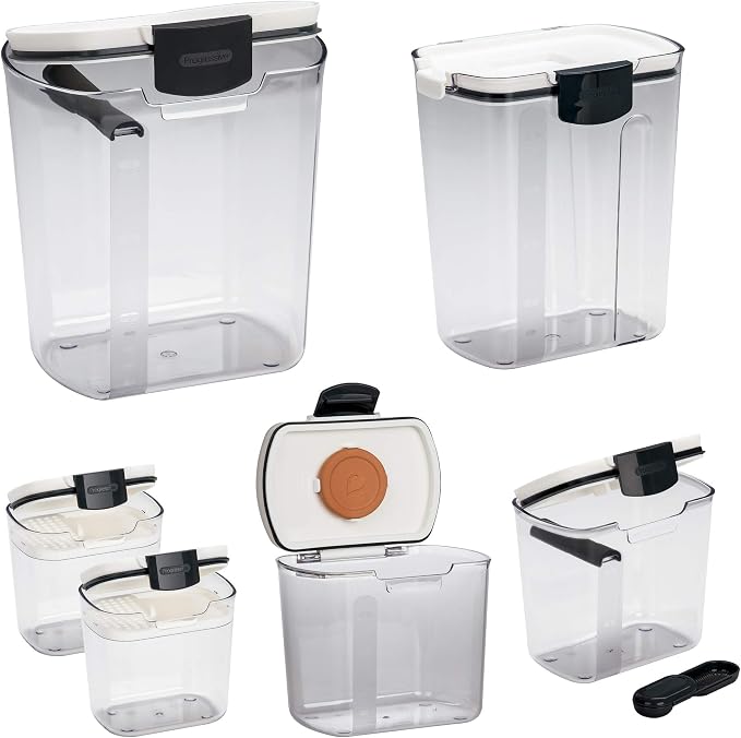 Progressive ProKeeper Baker's Airtight Kitchen Storage Canister Container Set for Flour, Sugar & More, Keeps Ingredients Fresh, with Accessories (Black Latches, 6- Piece) - Image 5