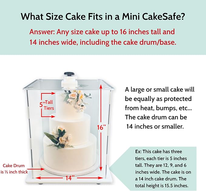 CAKESAFE Reusable Mini Cake Transporter, Clear Plastic Cake Carrier (14" W x 16" H) - Image 2