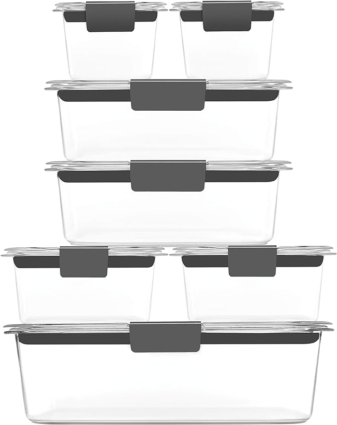 Rubbermaid Brilliance Food Storage Containers, 14 Piece Plastic Containers with Lids, BPA-Free, Leak Proof, Clear - Image 2