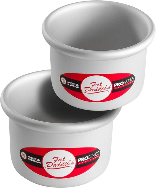Fat Daddio's Anodized Aluminum Round Cake Pans, 2 Piece Set, 4 x 3 Inch by FatDaddios